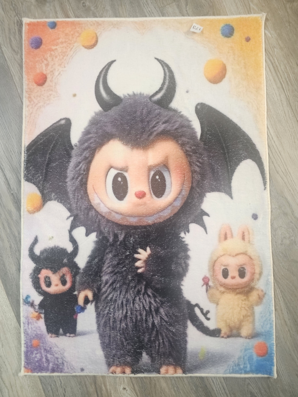 Labubu Monster Kids PLUSH RUG - Black